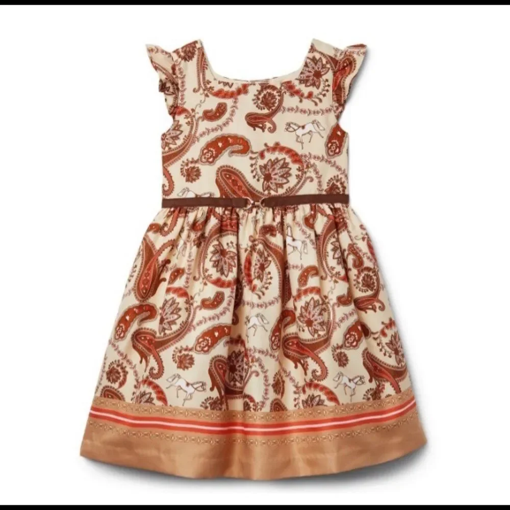Janie and Jack Dress Paisley Print in Cream and Orange - Picture 1 of 3